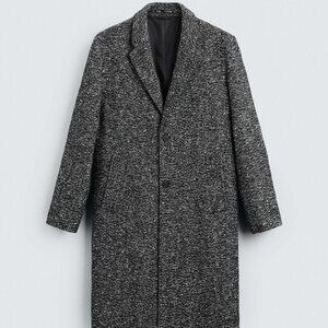 Zara - NWT, Textured Flecked Coat Black, Medium